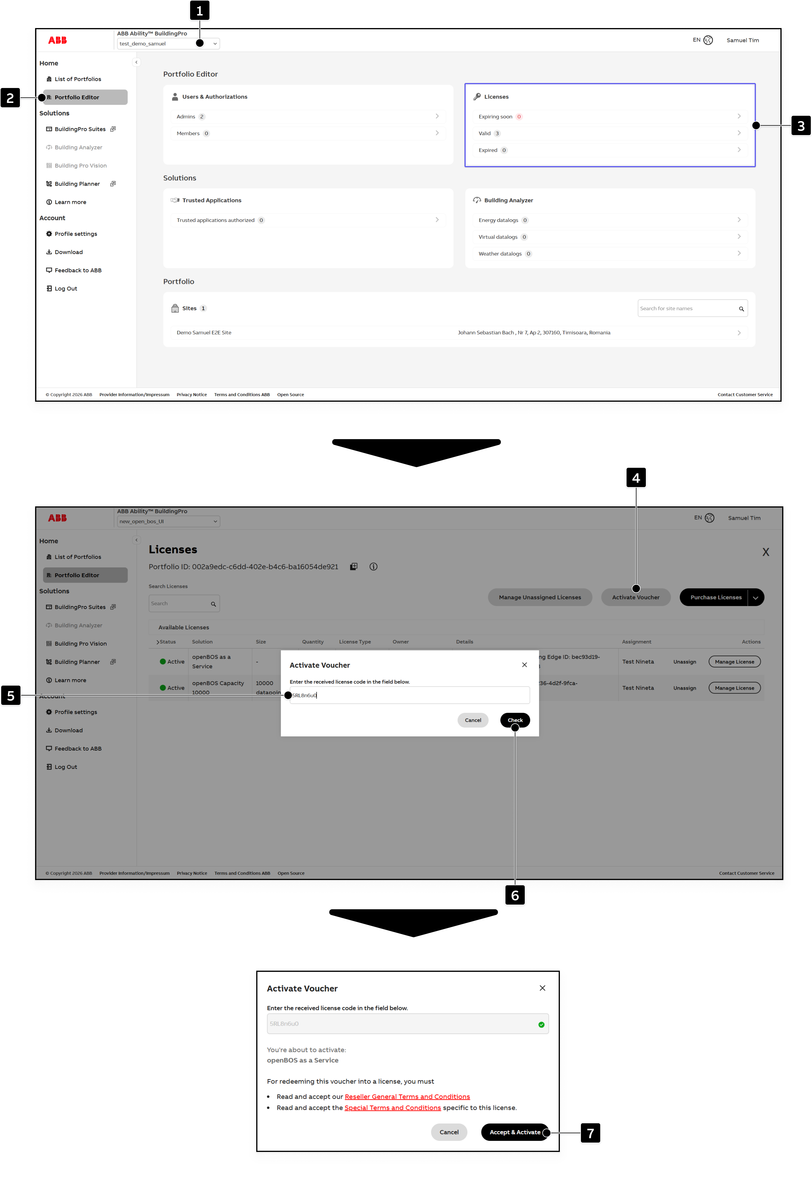 Activate a voucher in the Portfolio Editor
